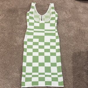 Green and White Checkered Dress